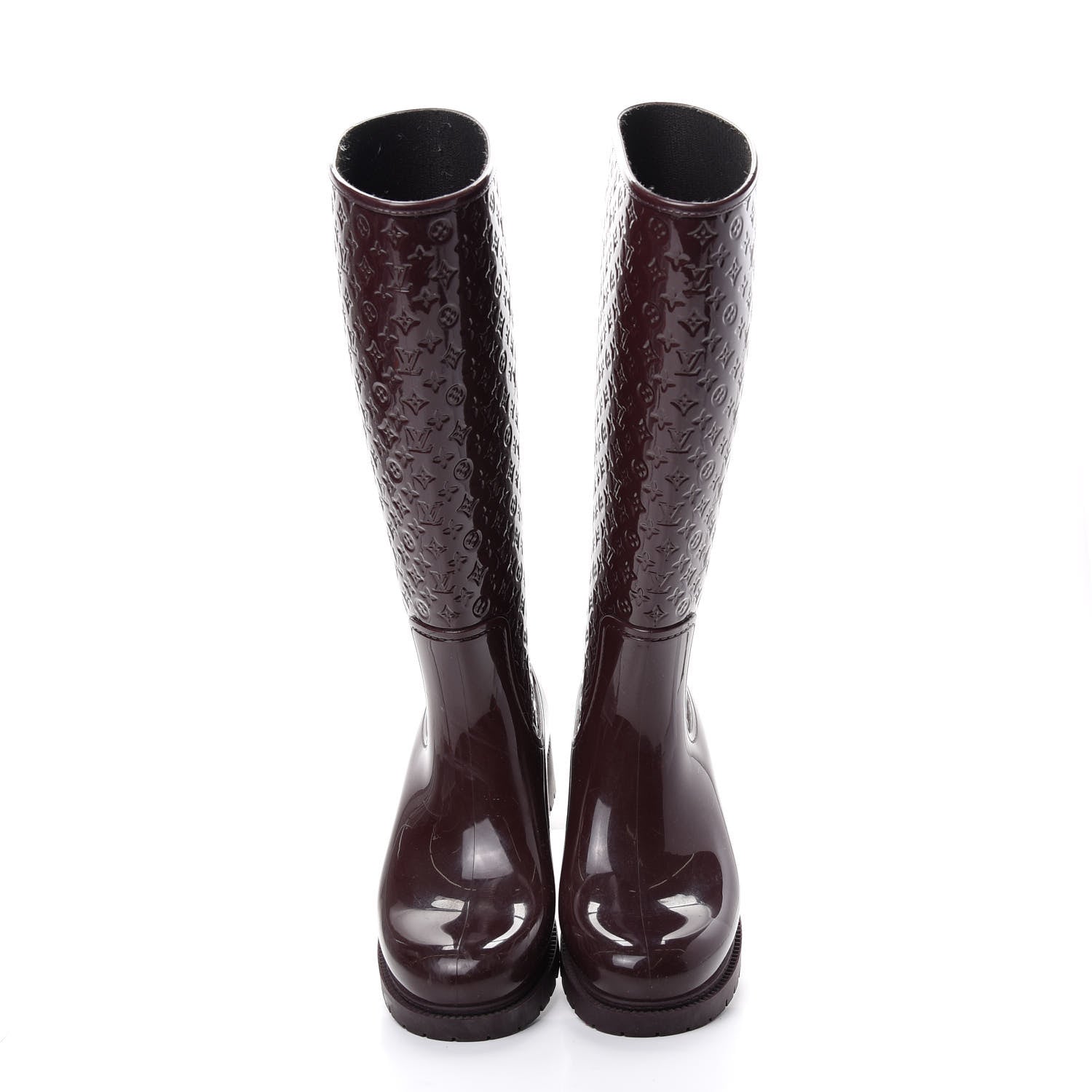 Louis Vuitton Rubber Embossed Monogram Splash Rain Boots 38 Burgundy 5 of 9