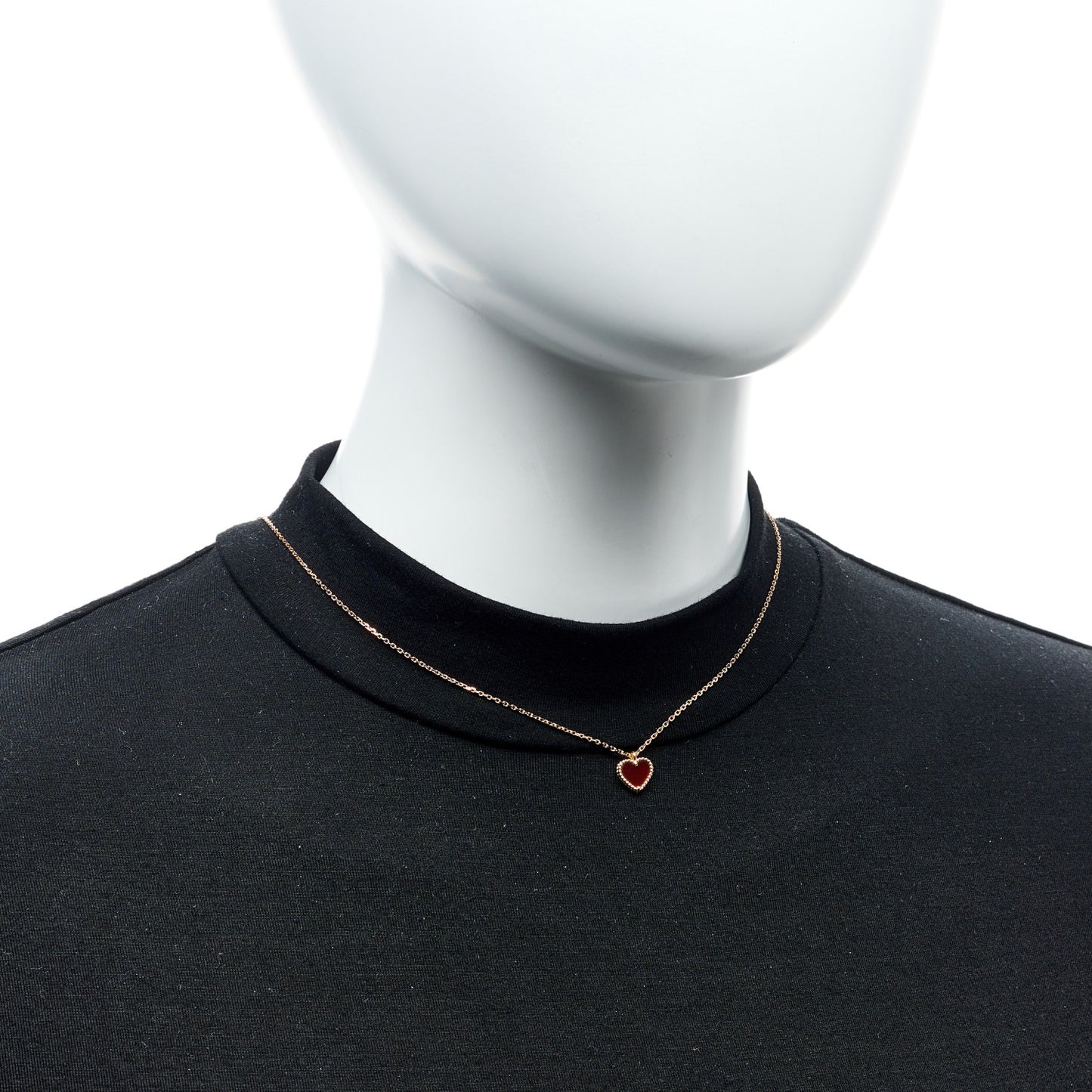 18k Rose Gold Carnelian Sweet Alhambra Heart Pendant Necklace
