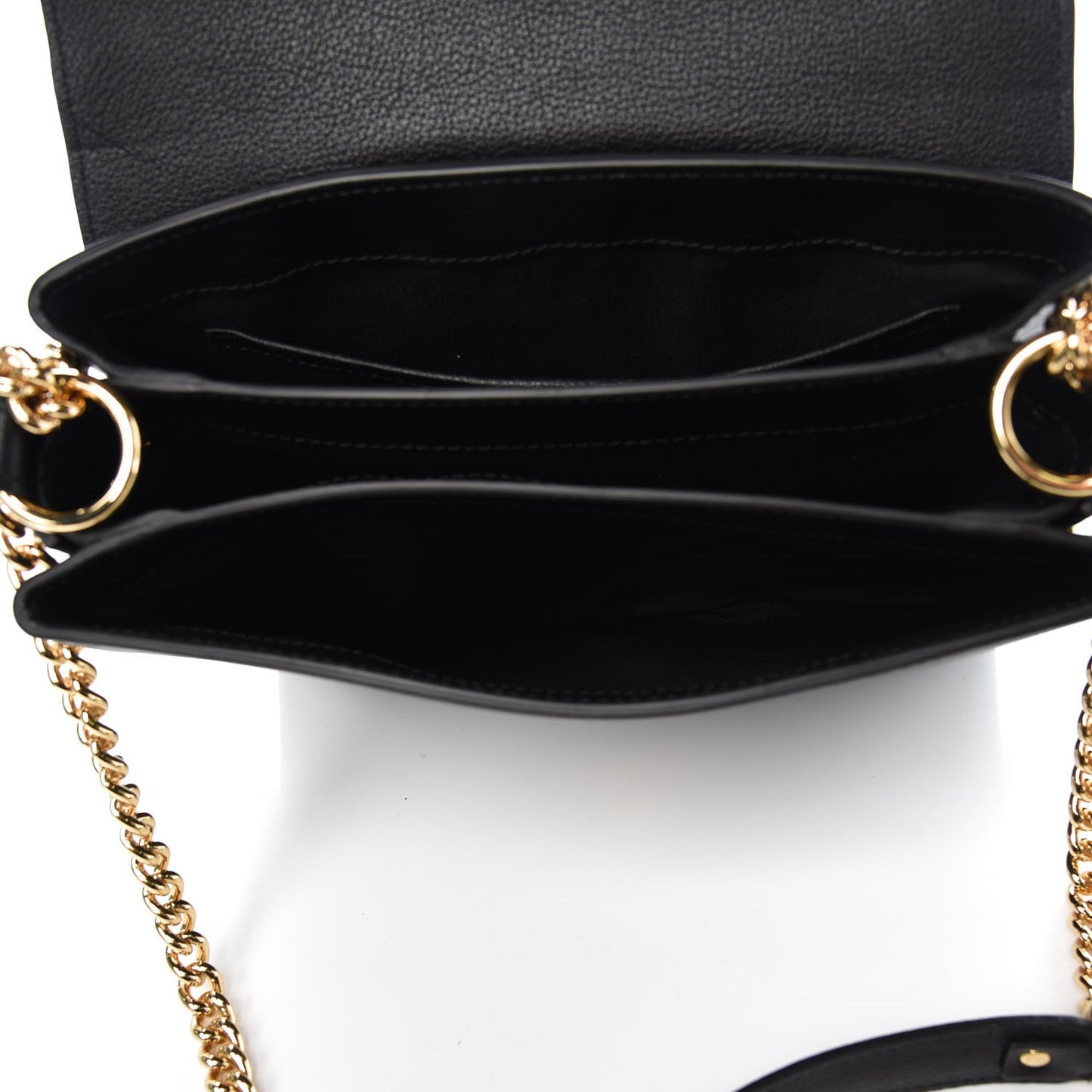 Grained Calfskin Twin Skull Crossbody Black