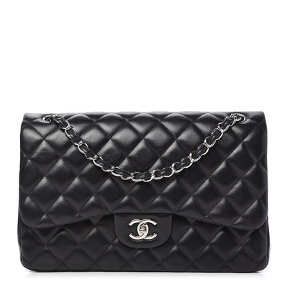 Chanel Lambskin Quilted Jumbo Double Flap Black 1 of 12
