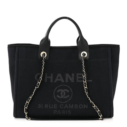 Chanel Mixed Fibers Small Deauville Tote Navy 3 of 11
