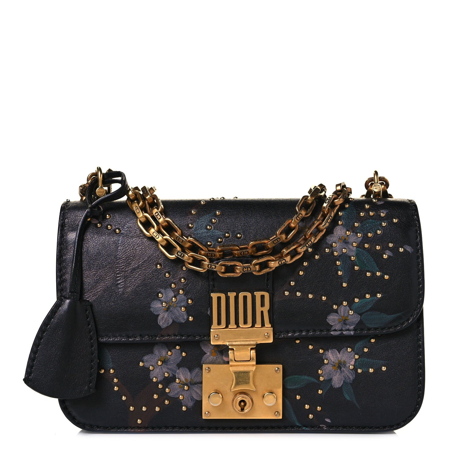 Christian Dior Calfskin Painted Studded Jardin Japonais J'Adior Chain Flap Bag Black 1 of 7