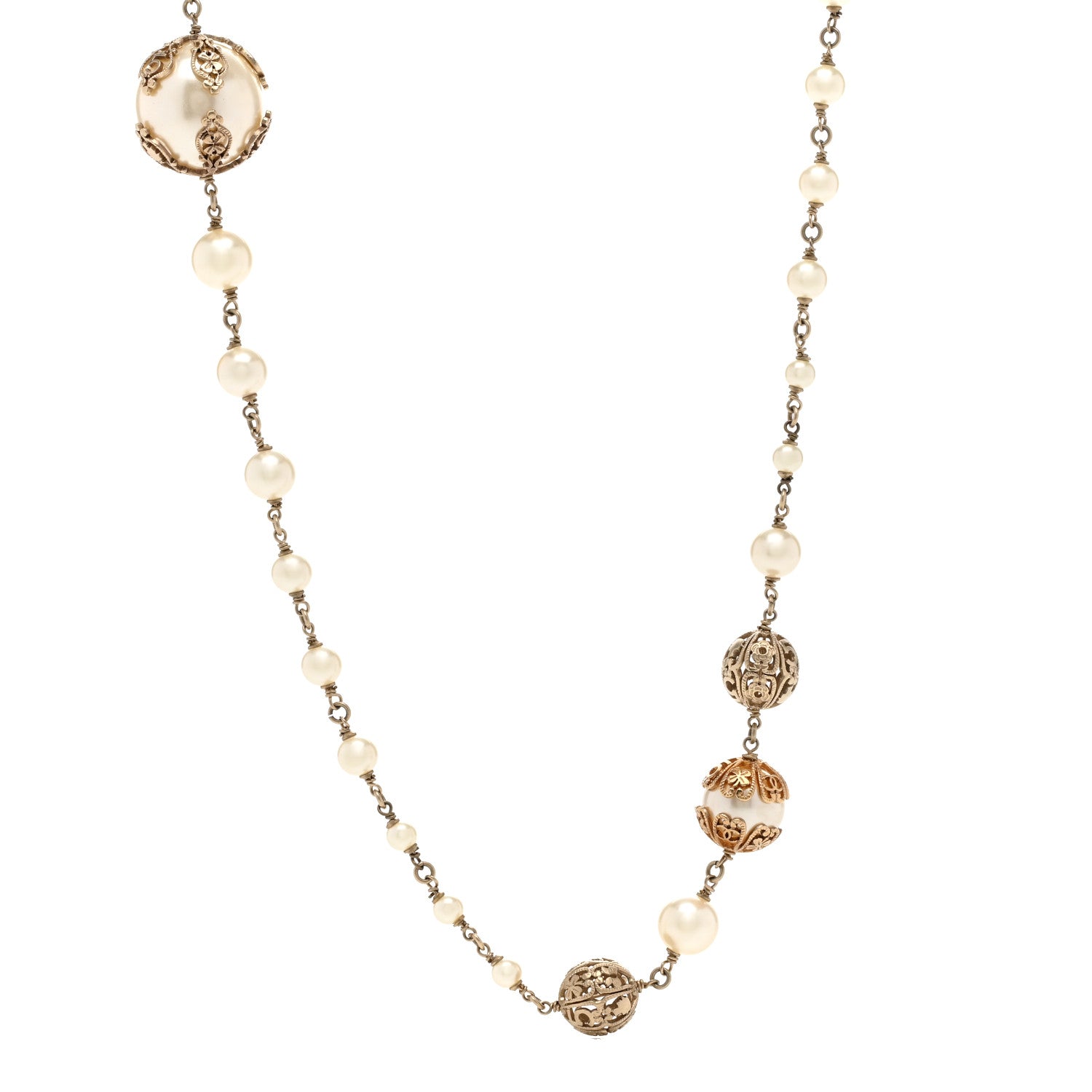 Chanel Pearl Symbols CC Necklace Gold 1 of 5