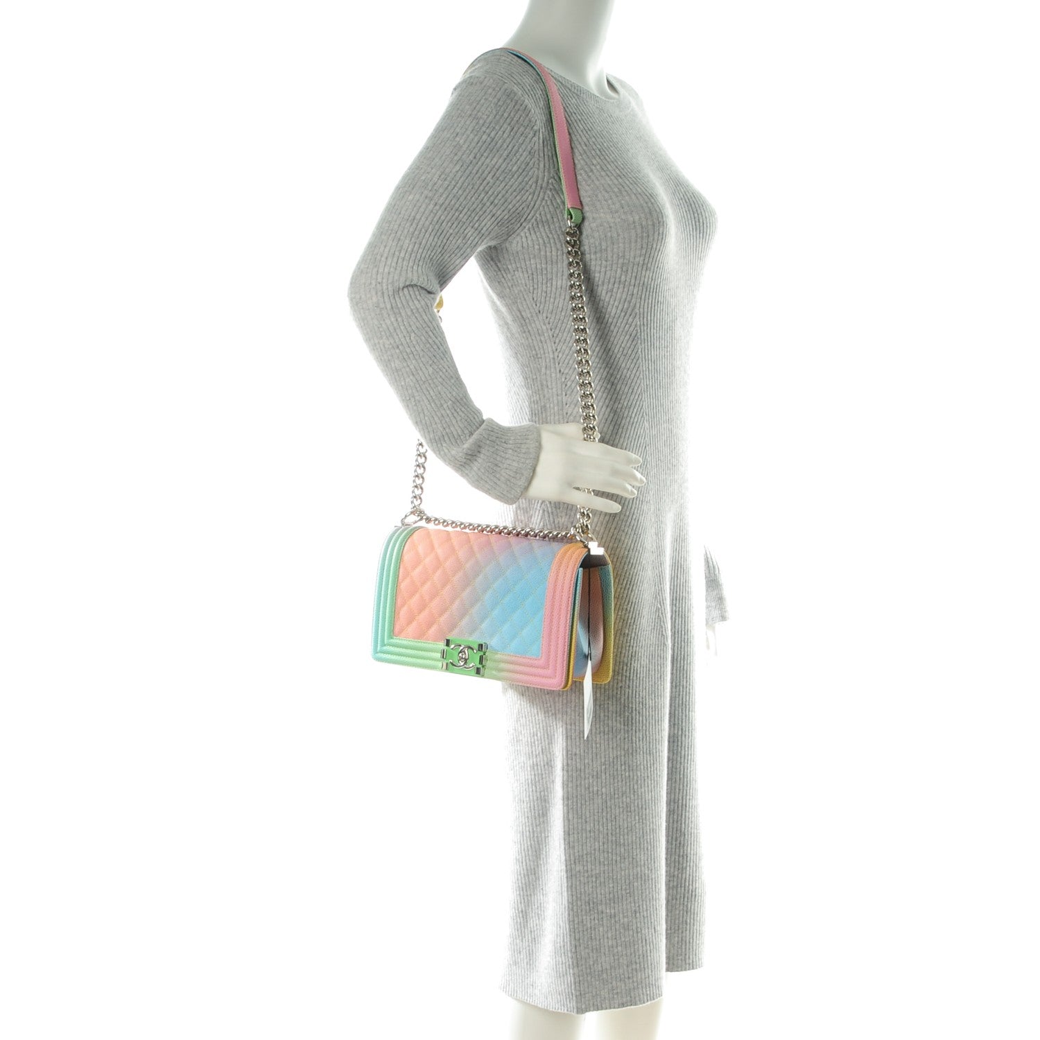 Chanel Caviar Quilted Medium Cuba Rainbow Boy Flap Multicolor 2 of 12