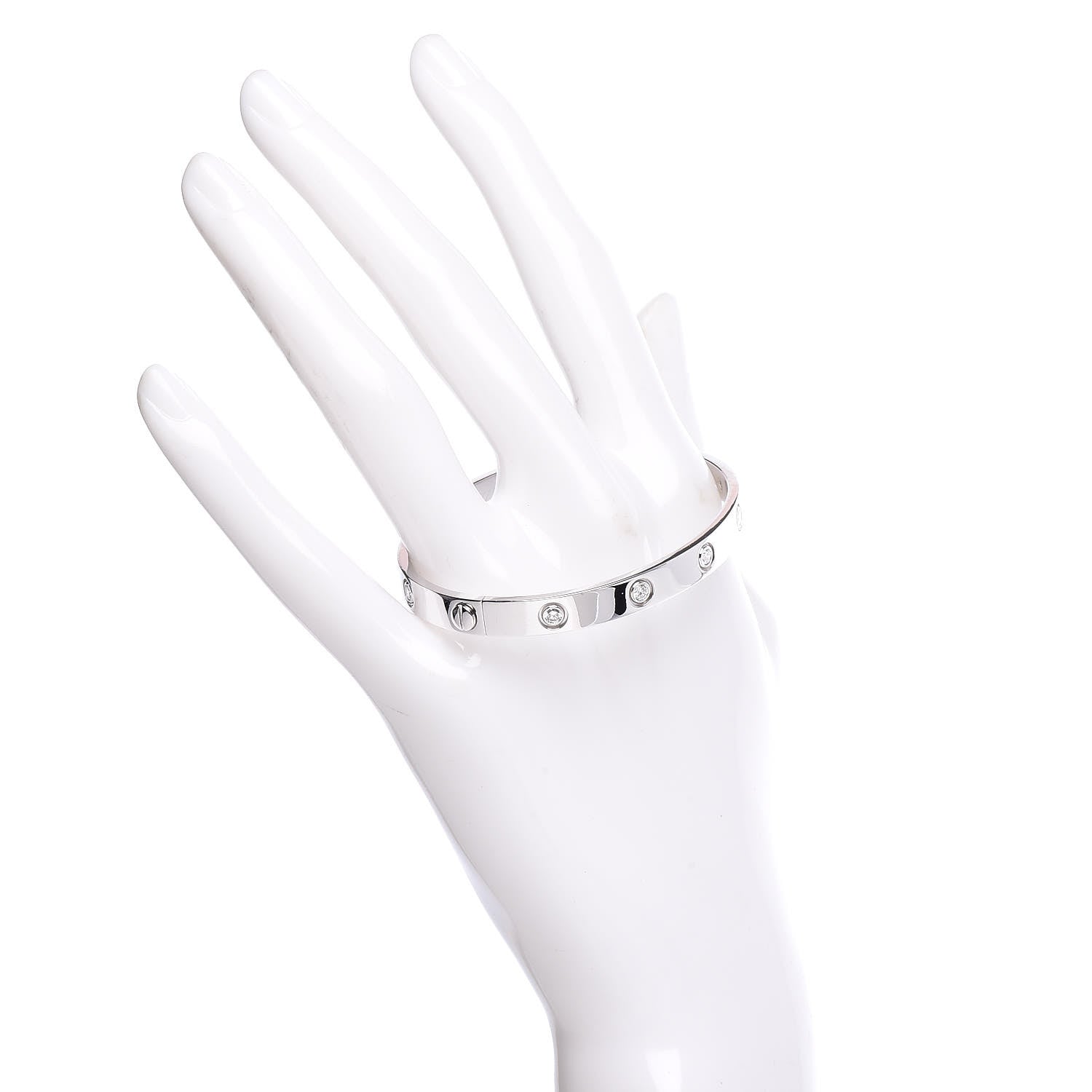 Cartier 18K White Gold 10 Diamond LOVE Bracelet 17 2 of 6