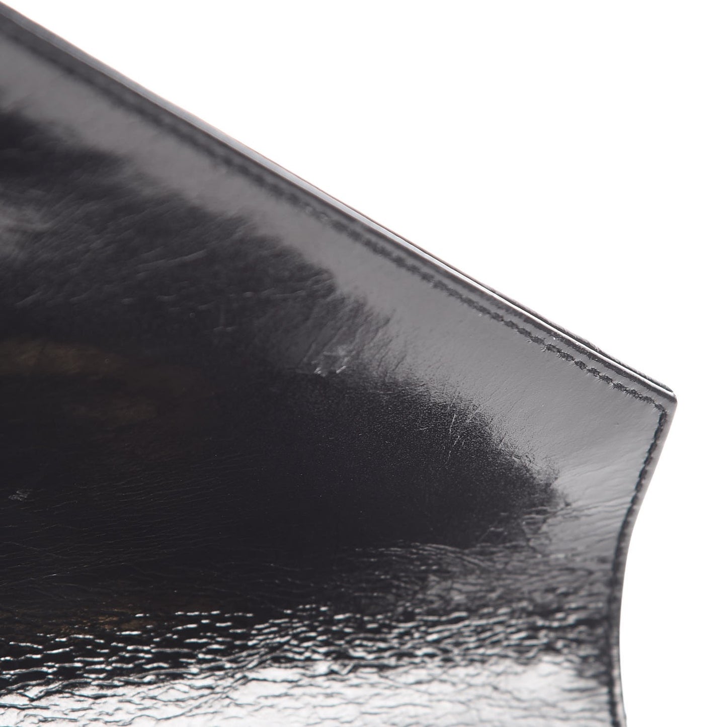 Cracked Shiny Calfskin Matelasse Chevron Monogram Medium College Bag Black