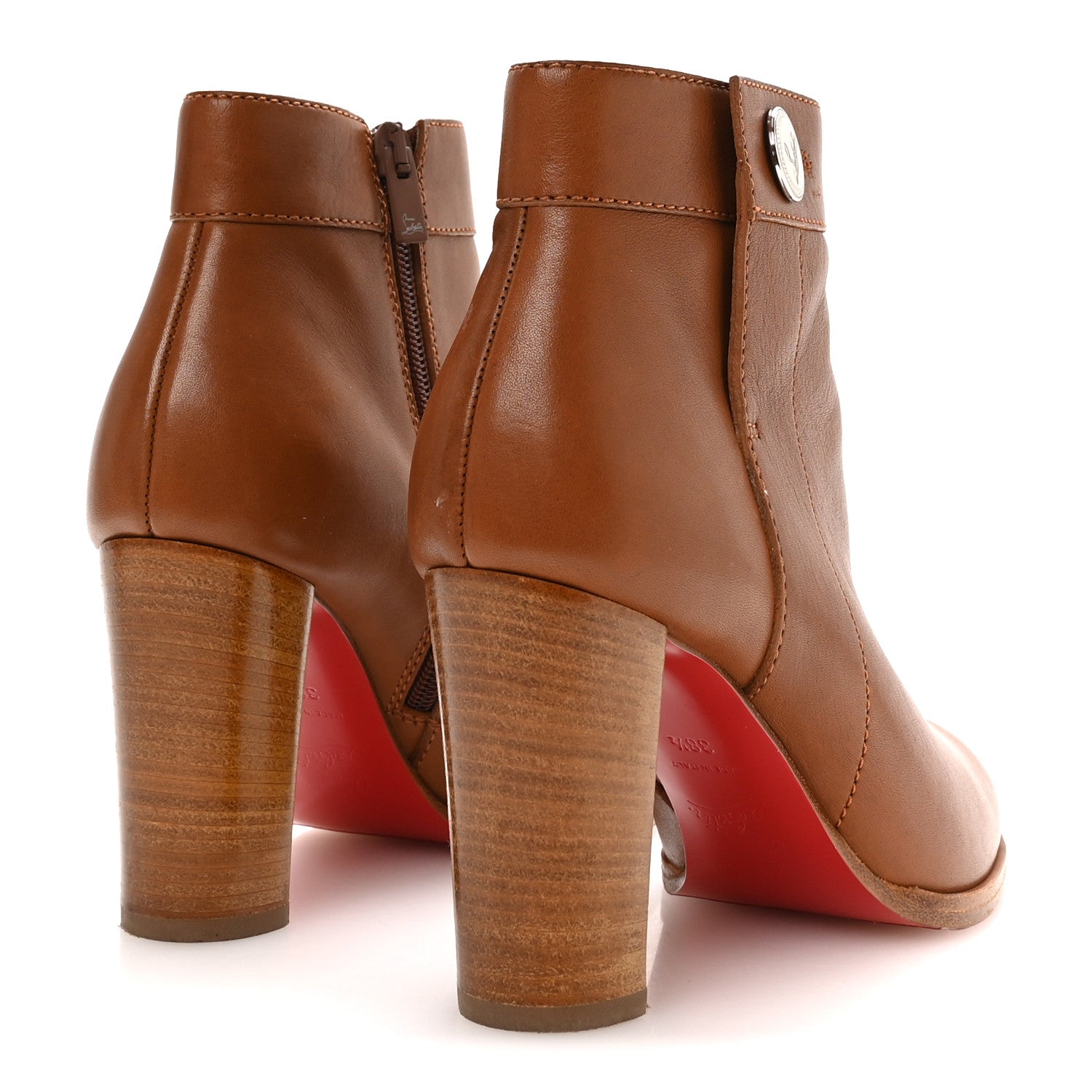 Christian Louboutin Calfskin Janis Alta 120 Booties 38.5 Cuoio 5 of 8