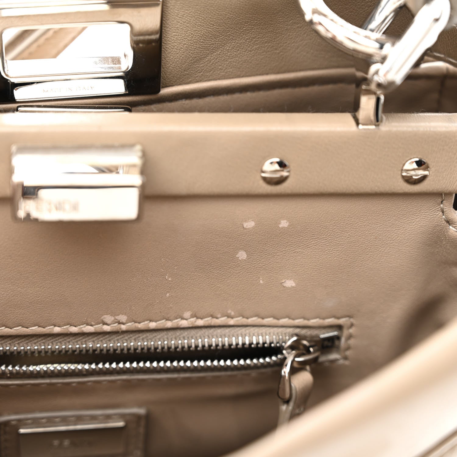 Fendi Nappa Mini Peekaboo Iconic Satchel Tortora 10 of 18