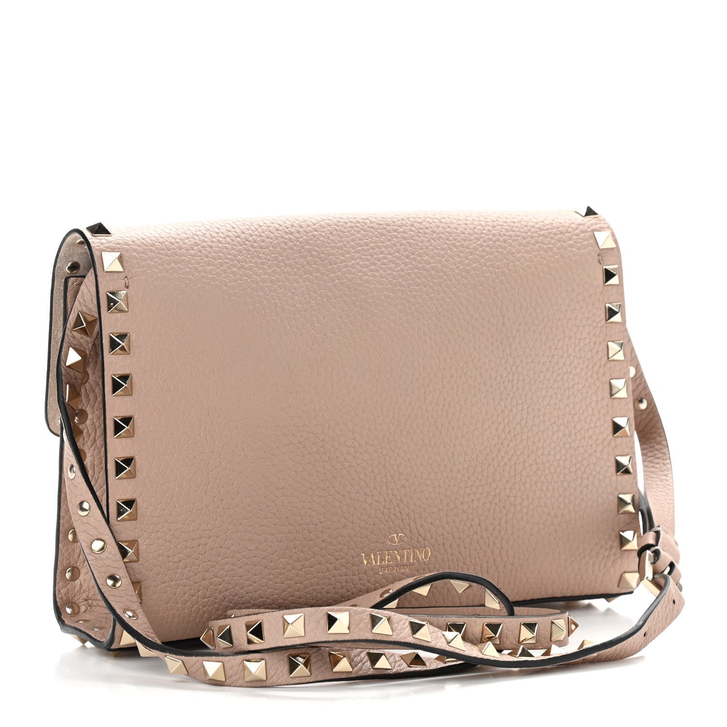 Valentino Garavani Pebbled Calfskin Medium Rockstud Flip Lock Crossbody Bag Poudre 2 of 8