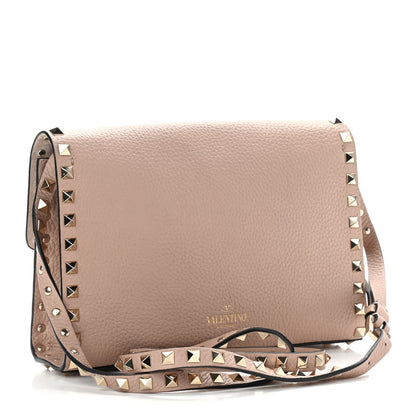Valentino Garavani Pebbled Calfskin Medium Rockstud Flip Lock Crossbody Bag Poudre 2 of 8