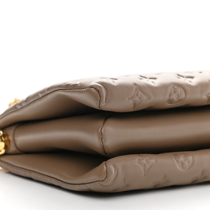 Louis Vuitton Lambskin Embossed Monogram Coussin PM Taupe 9 of 10