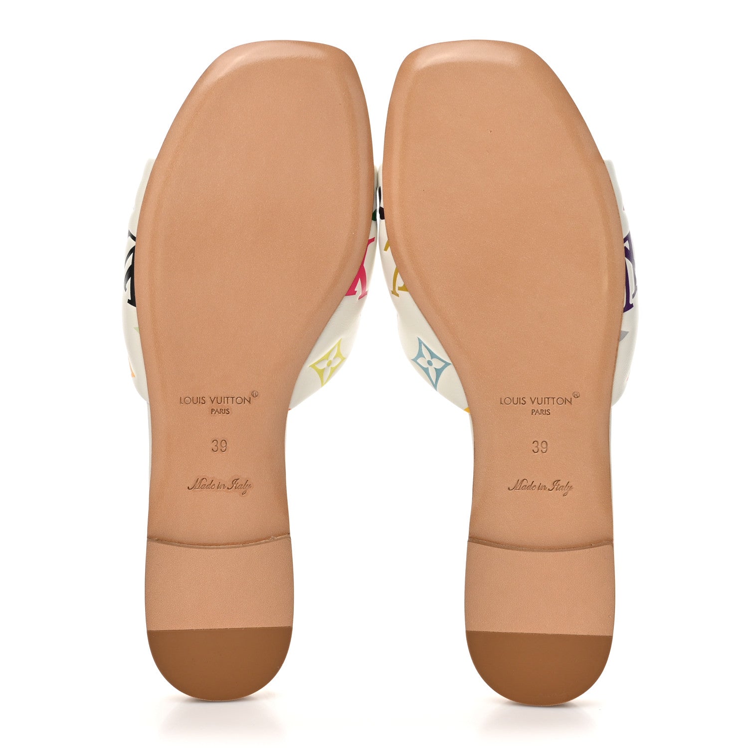 Louis Vuitton LV X TM Lambskin Monogram 6AM Flat Mule Sandals 39 White Multicolor 5 of 9