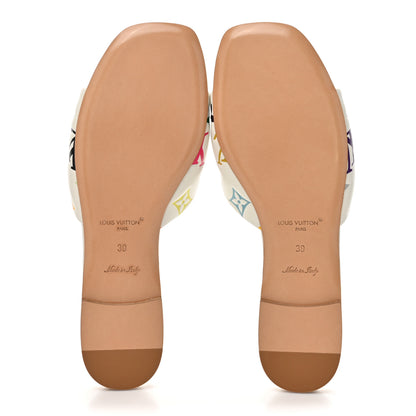 Louis Vuitton LV X TM Lambskin Monogram 6AM Flat Mule Sandals 39 White Multicolor 5 of 9