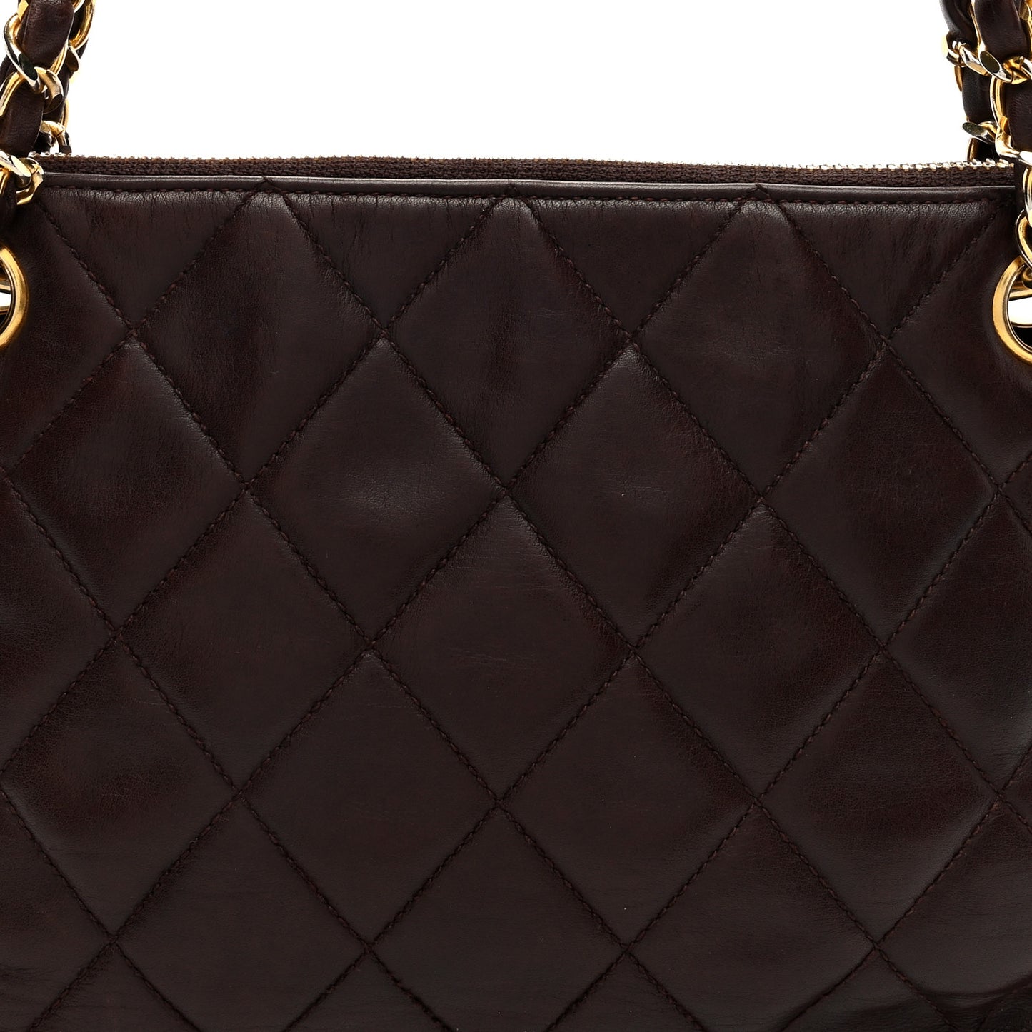 Lambskin Quilted Shoulder Bag Brown