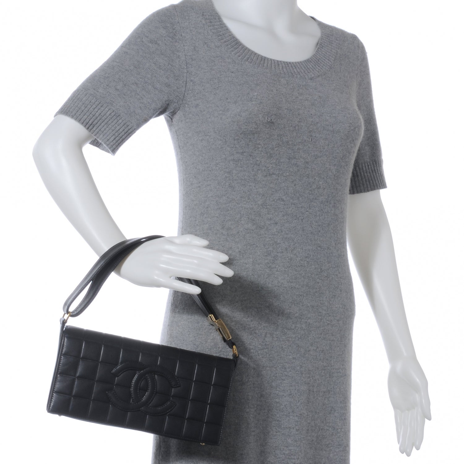 Chanel Lambskin Chocolate Bar Quilted CC Flap Black 2 of 7