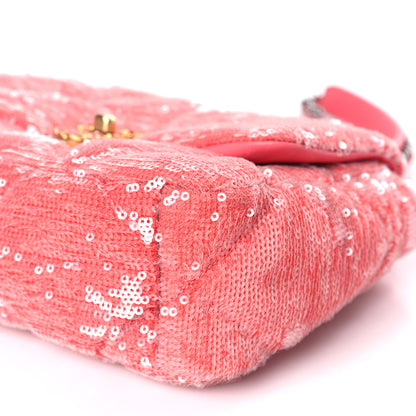Chanel Sequin Quilted Medium Chanel 19 Flap Coral 9 of 10