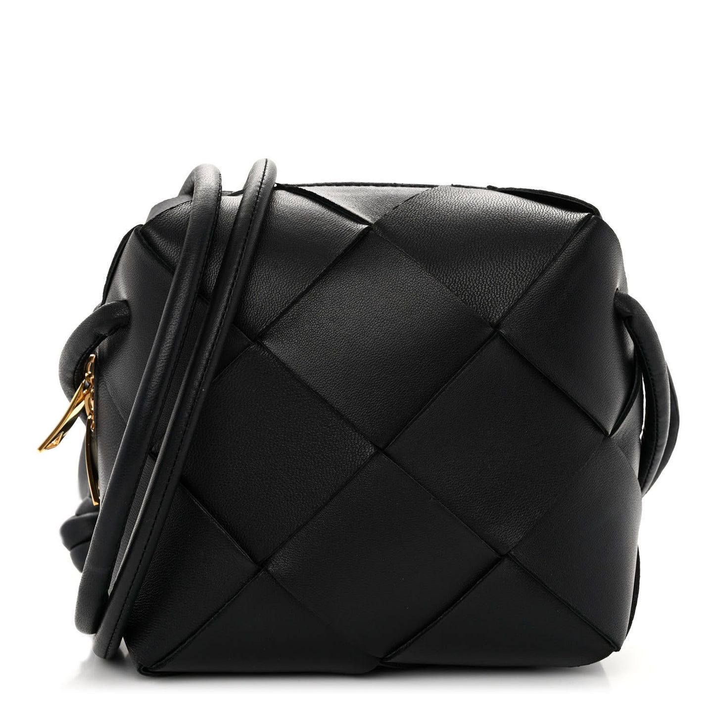 Lambskin Maxi Intrecciato Mini Cassette Camera Bag Black