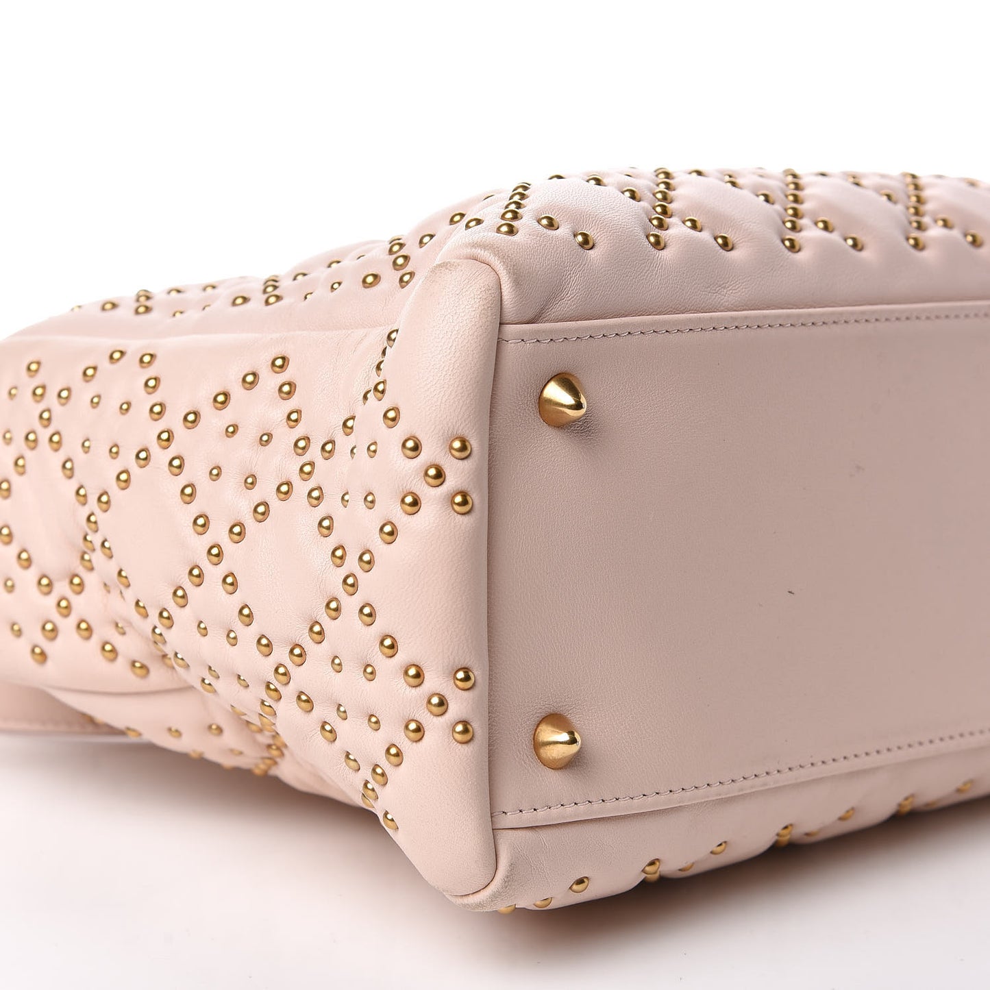 Calfskin Cannage Studded Medium Supple Lady Dior Light Pink