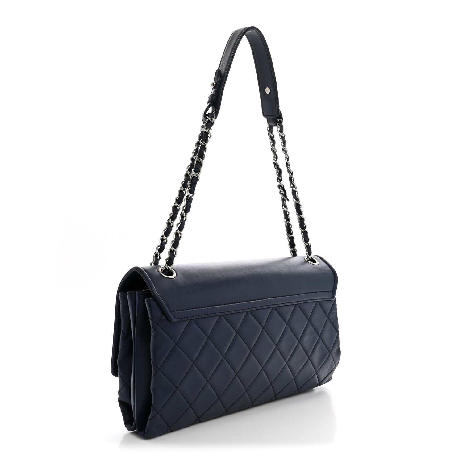 Chanel Distressed Calfskin Hamptons Accordion Flap Blue 3 of 12