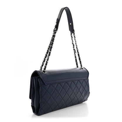 Chanel Distressed Calfskin Hamptons Accordion Flap Blue 3 of 12