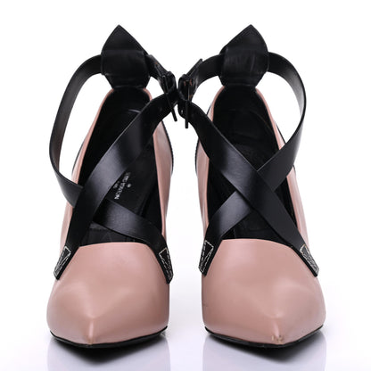 Louis Vuitton LOUIS VUITTON Calfskin Matchmake Cross Pumps 40 Beige Black 2 of 27