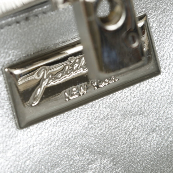 Crystal Floral Minaudiere Tassel Clutch Black White