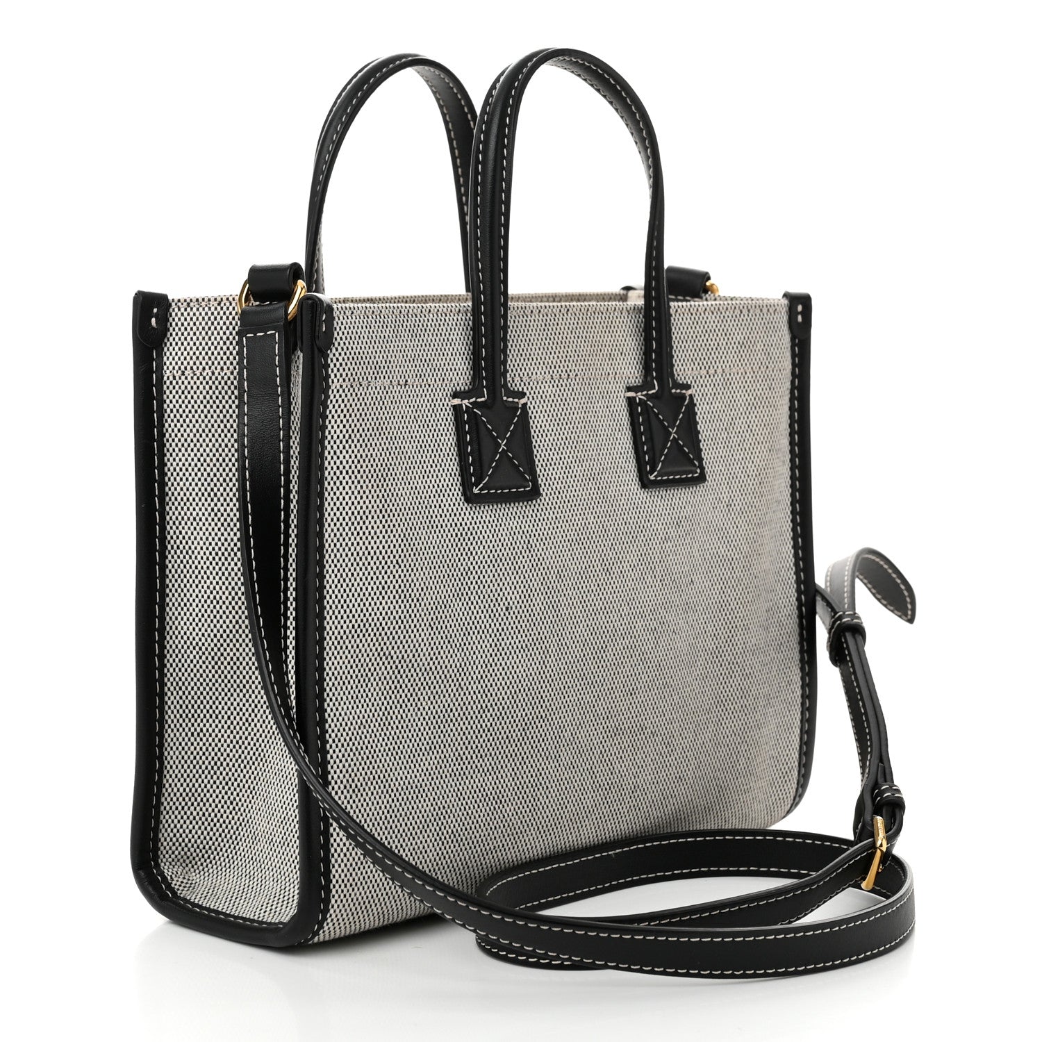 Burberry Canvas Smooth Calfskin Mini Two Tone Freya Tote Black 3 of 11
