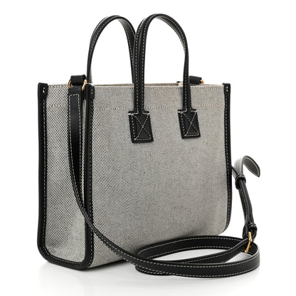 Burberry Canvas Smooth Calfskin Mini Two Tone Freya Tote Black 3 of 11