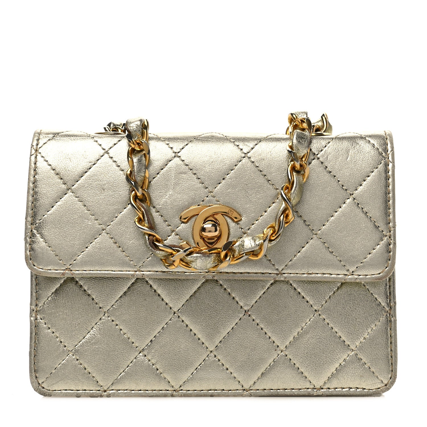 Chanel Metallic Lambskin Quilted Extra Mini Flap Gold 1 of 8