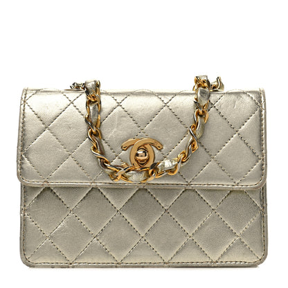 Chanel Metallic Lambskin Quilted Extra Mini Flap Gold 1 of 8