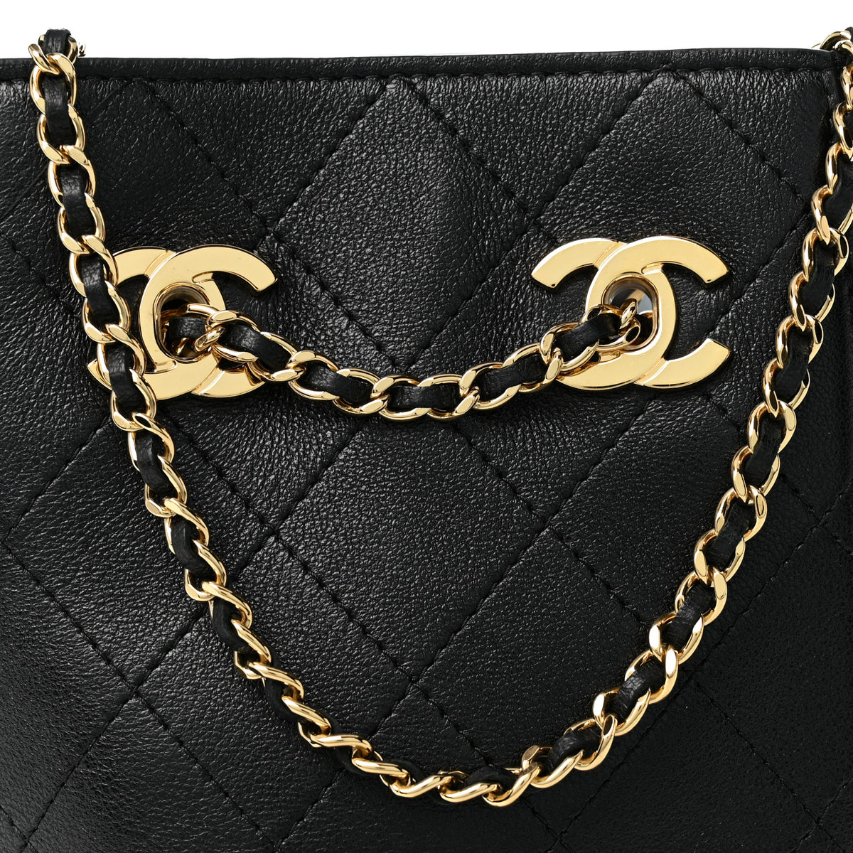 Chanel Lambskin Quilted Mini Bucket Bag With Chain  Black 14 of 19