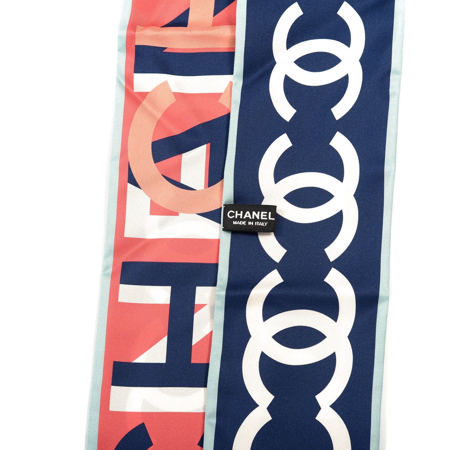 Silk CC Slim Bandeau Scarf Navy