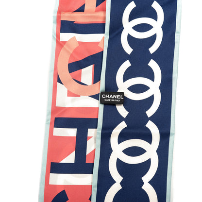 Chanel Silk CC Slim Bandeau Scarf Navy 2 of 3