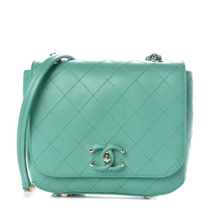 Chanel Calfskin Stitched Small Covered CC Flap Bag Green 1 of 9