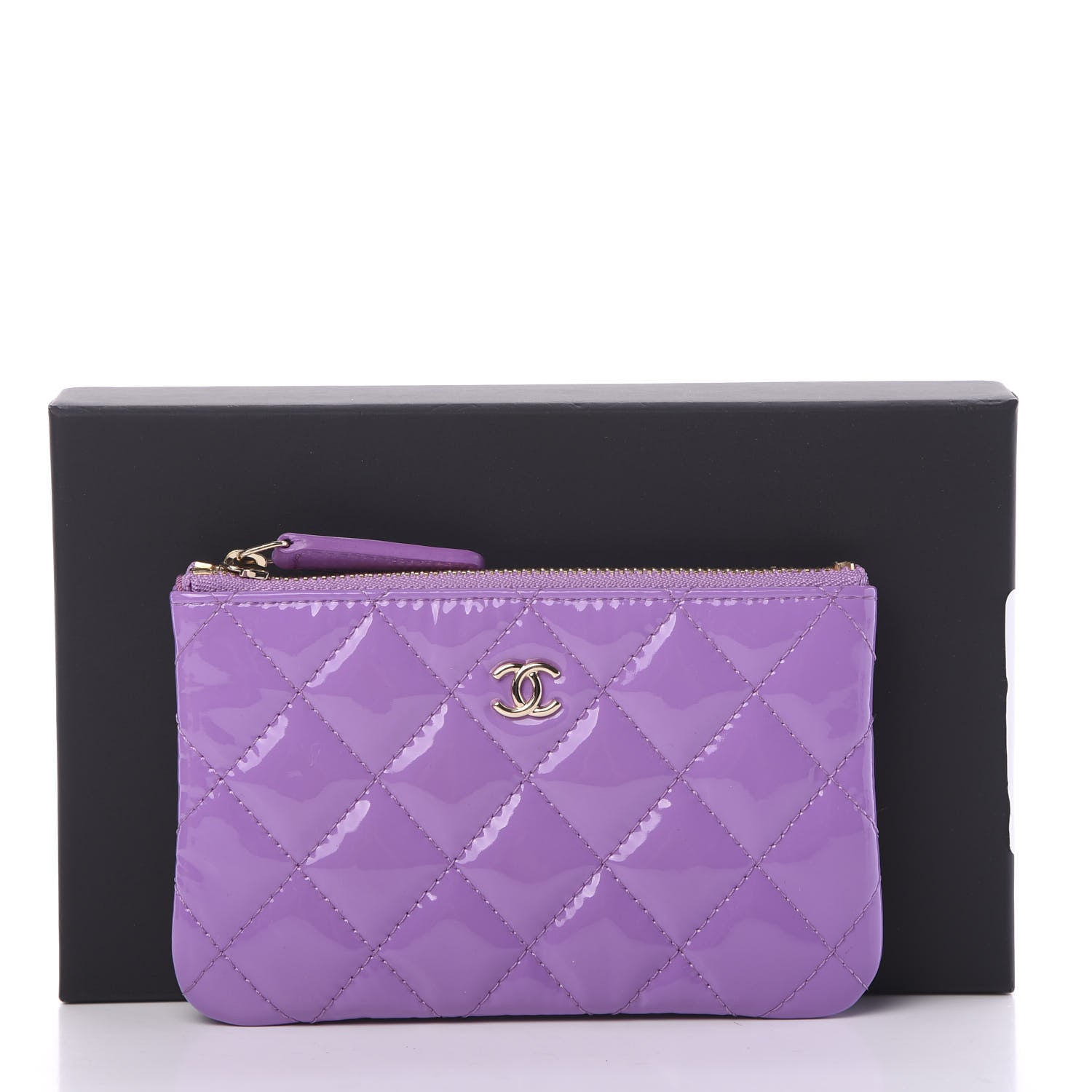 Chanel Patent Quilted Small Cosmetic Case Purple 7 of 7