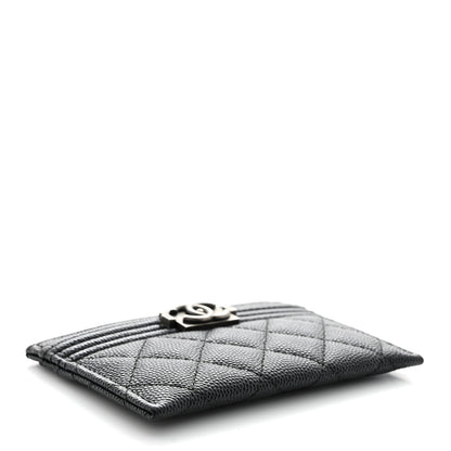 Chanel Caviar Quilted Boy Card Holder Black 4 of 9