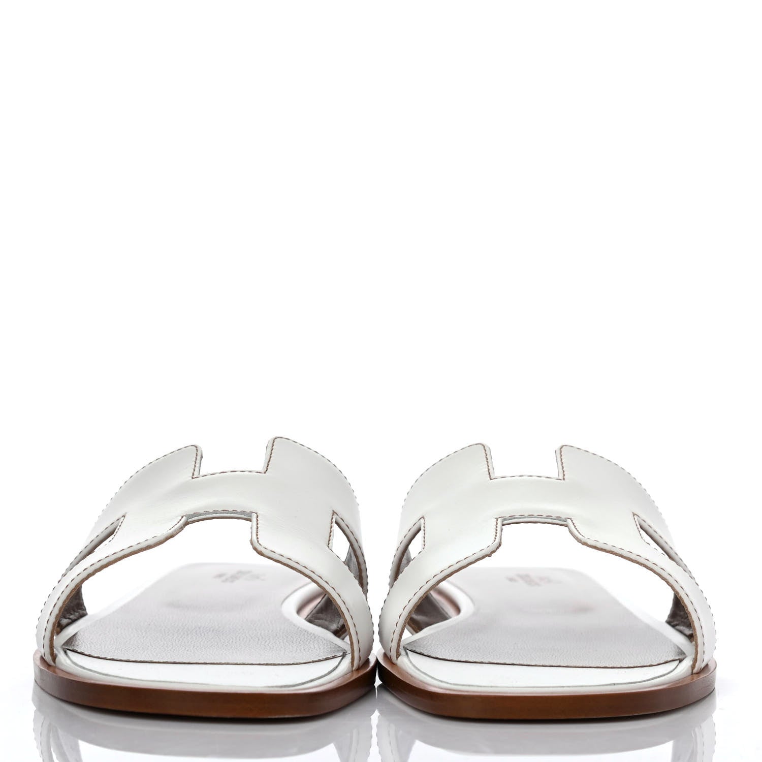 Hermes Box Calfskin Oran Sandals 40.5 White 2 of 4