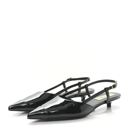 Chanel Patent CC Low Heel Slingback 38 Black 3 of 8