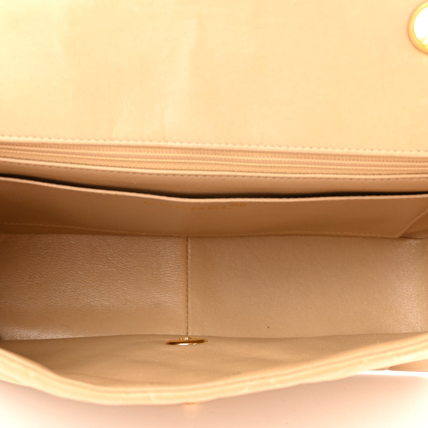 Lambskin Quilted Medium Single Flap Beige