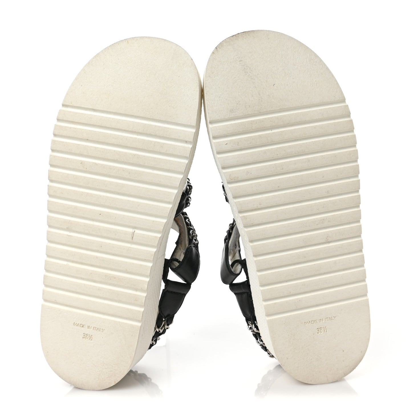 Lambskin Chain Platform Sandals 38.5 Black White
