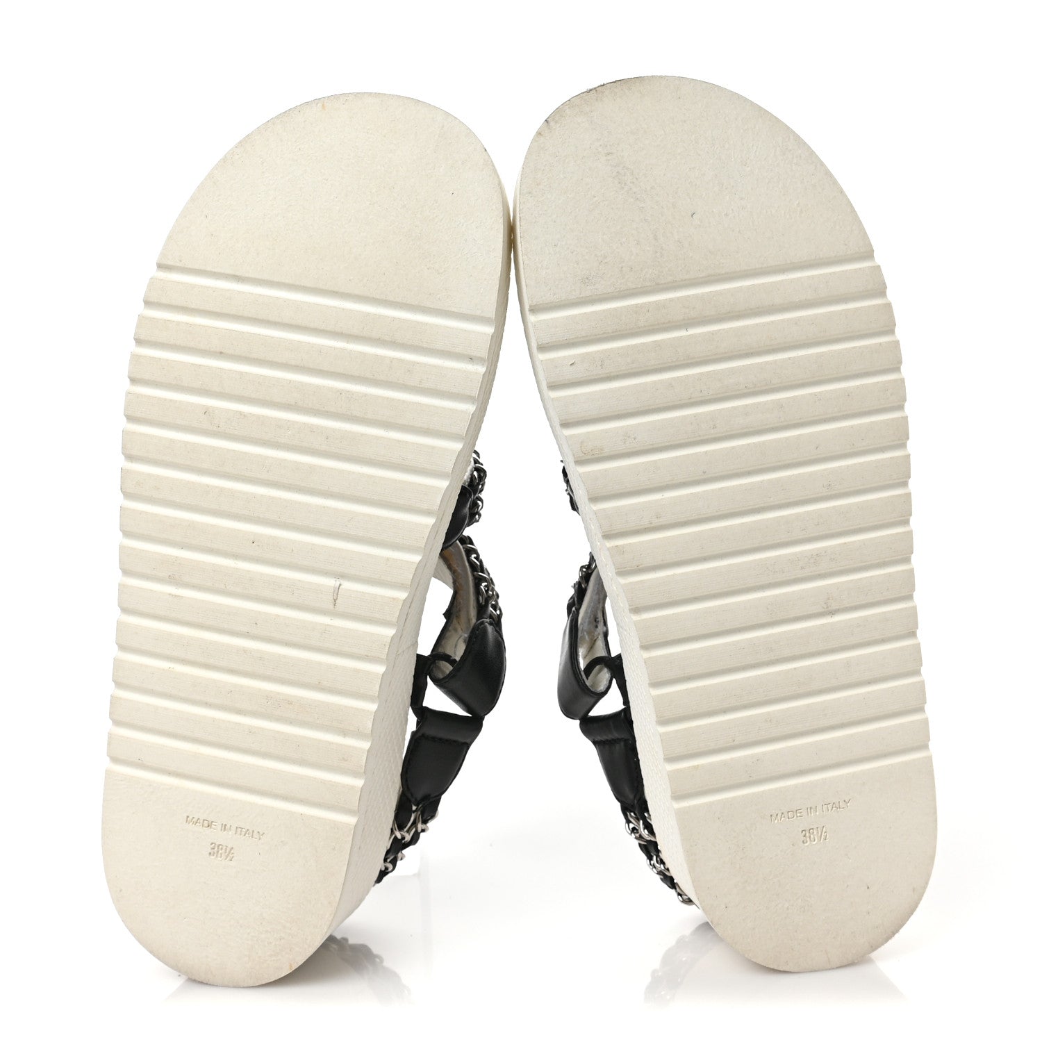 Chanel Lambskin Chain Platform Sandals 38.5 Black White 6 of 8
