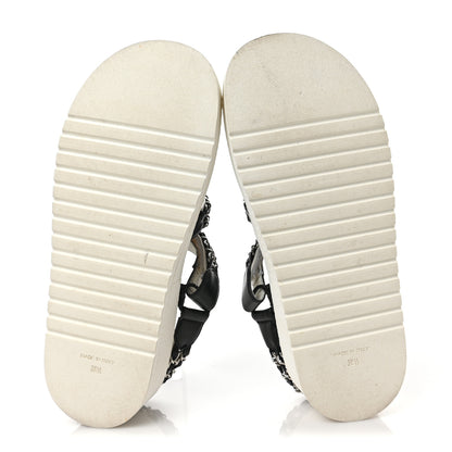 Chanel Lambskin Chain Platform Sandals 38.5 Black White 6 of 8