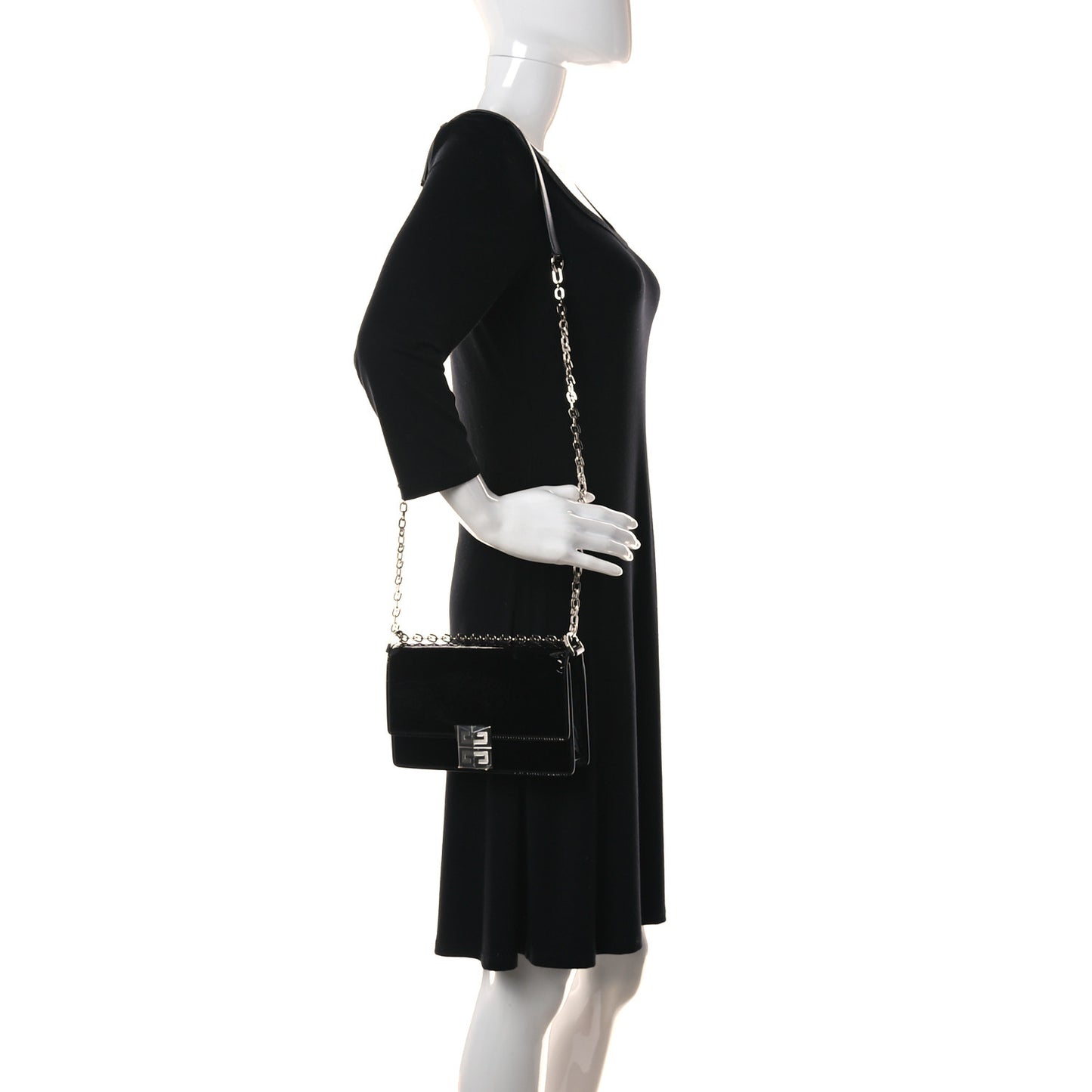 Patent Textured Goatskin Small 4G Crossbody Black
