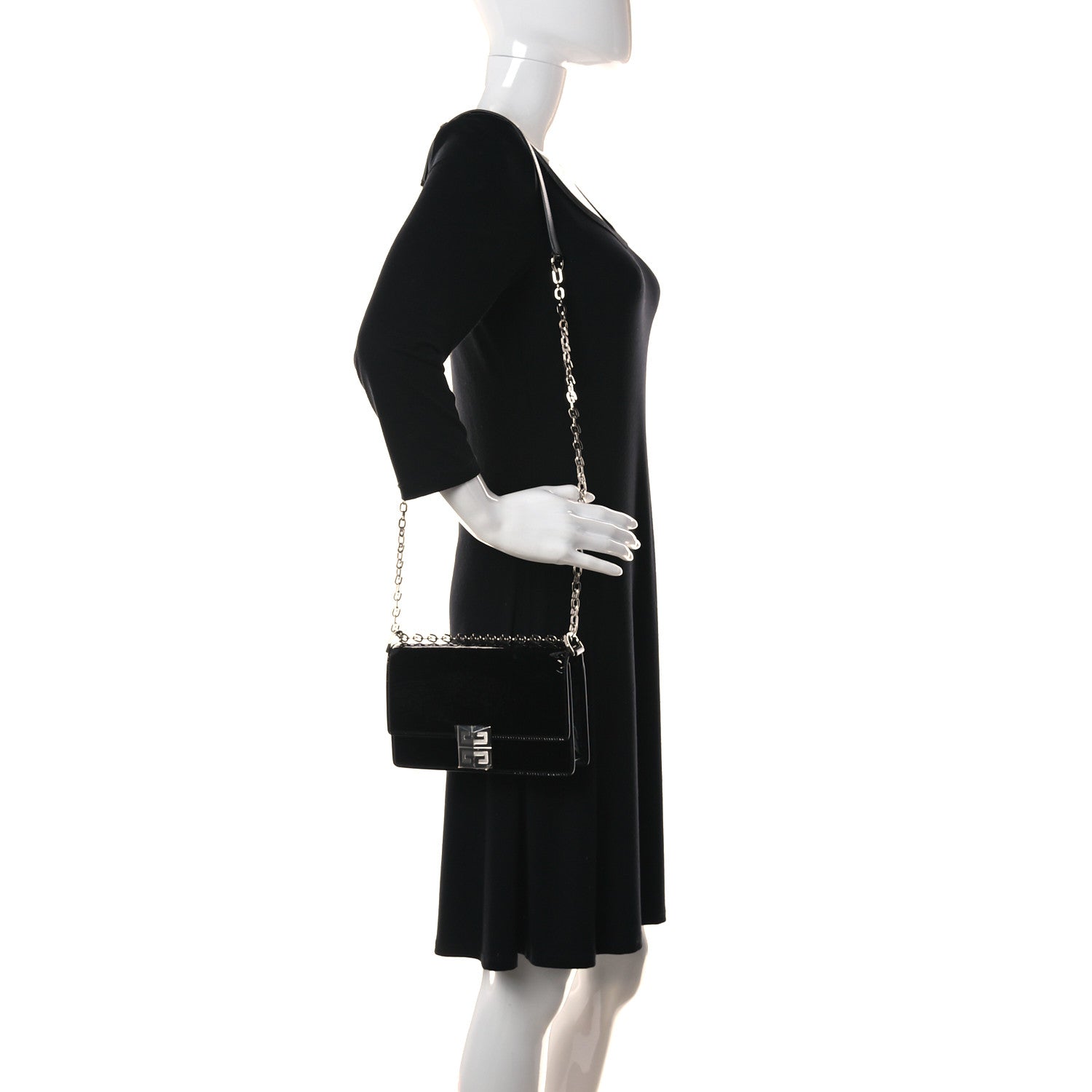 Givenchy Patent Textured Goatskin Small 4G Crossbody Black 2 of 12