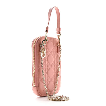 Christian Dior Lambskin Cannage Lady Dior Phone Holder Deep Nude 3 of 10