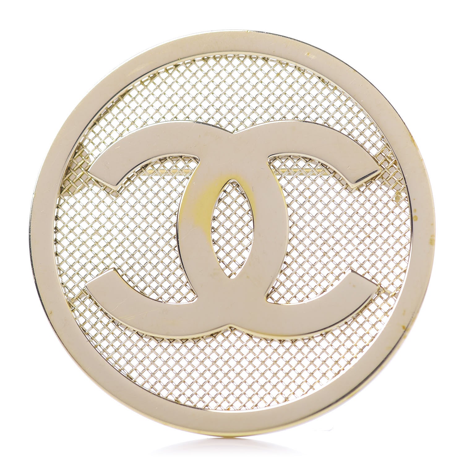 Chanel Mesh Circle CC Brooch Gold 1 of 3