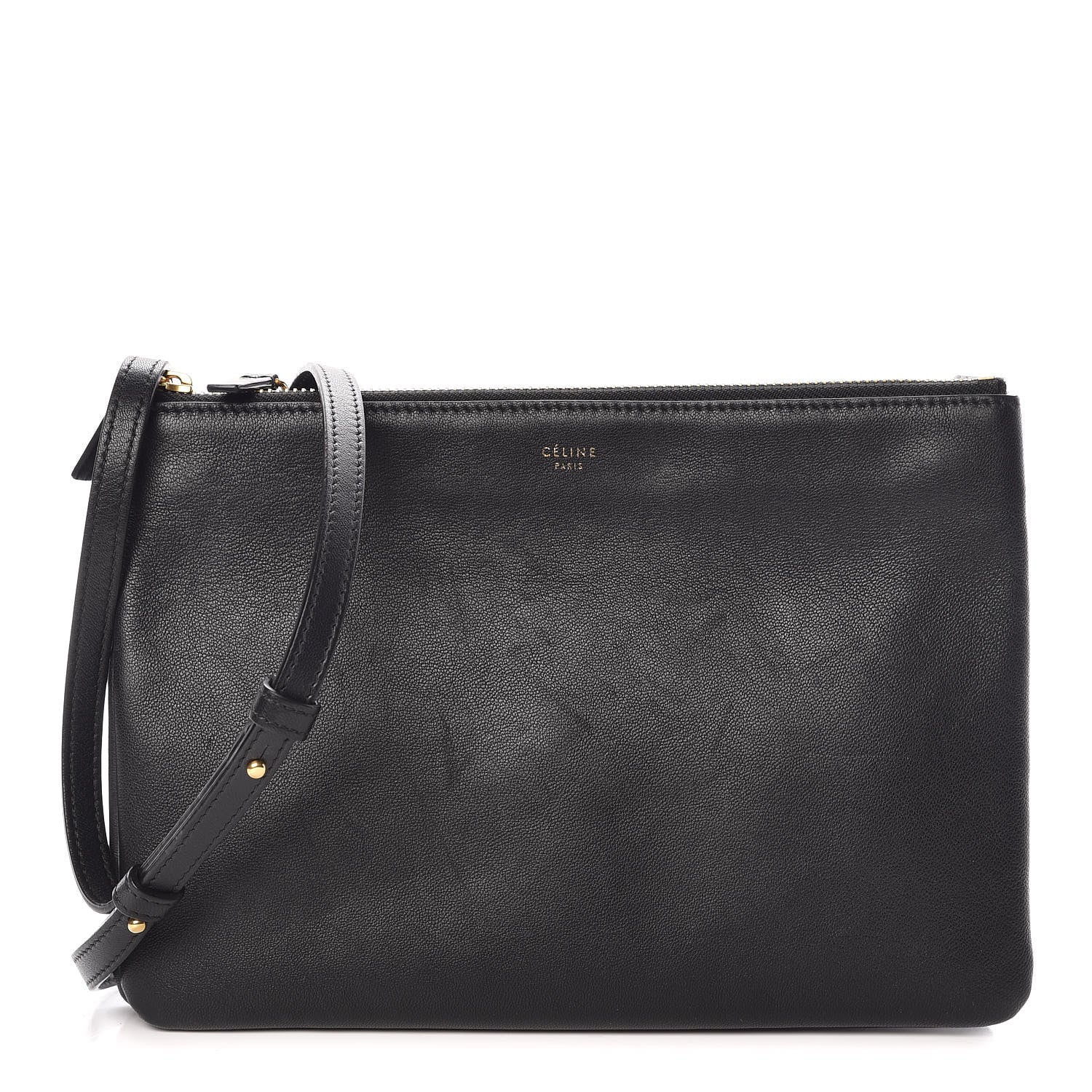 Celine Lambskin Large Trio Crossbody Bag Black 1 of 13