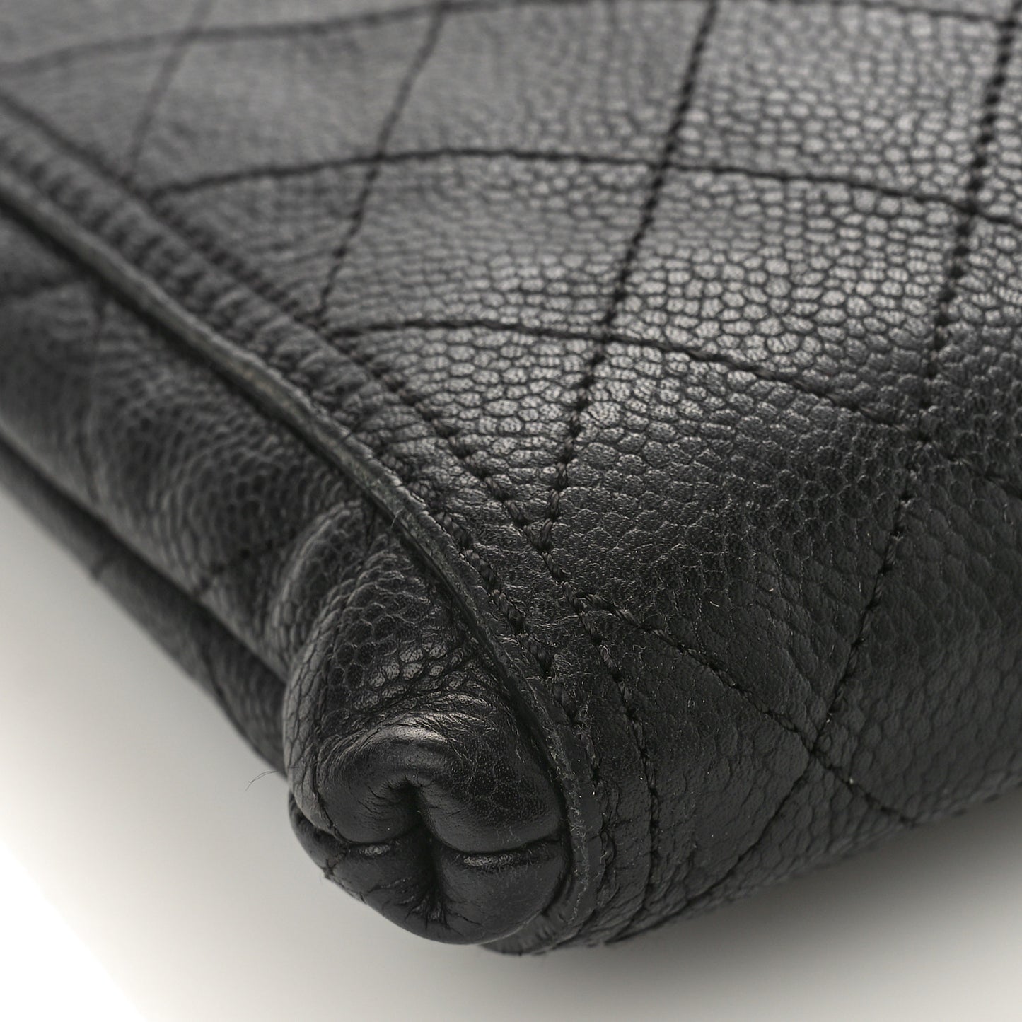 Caviar Stitched Small CC Pocket Shoulder Black