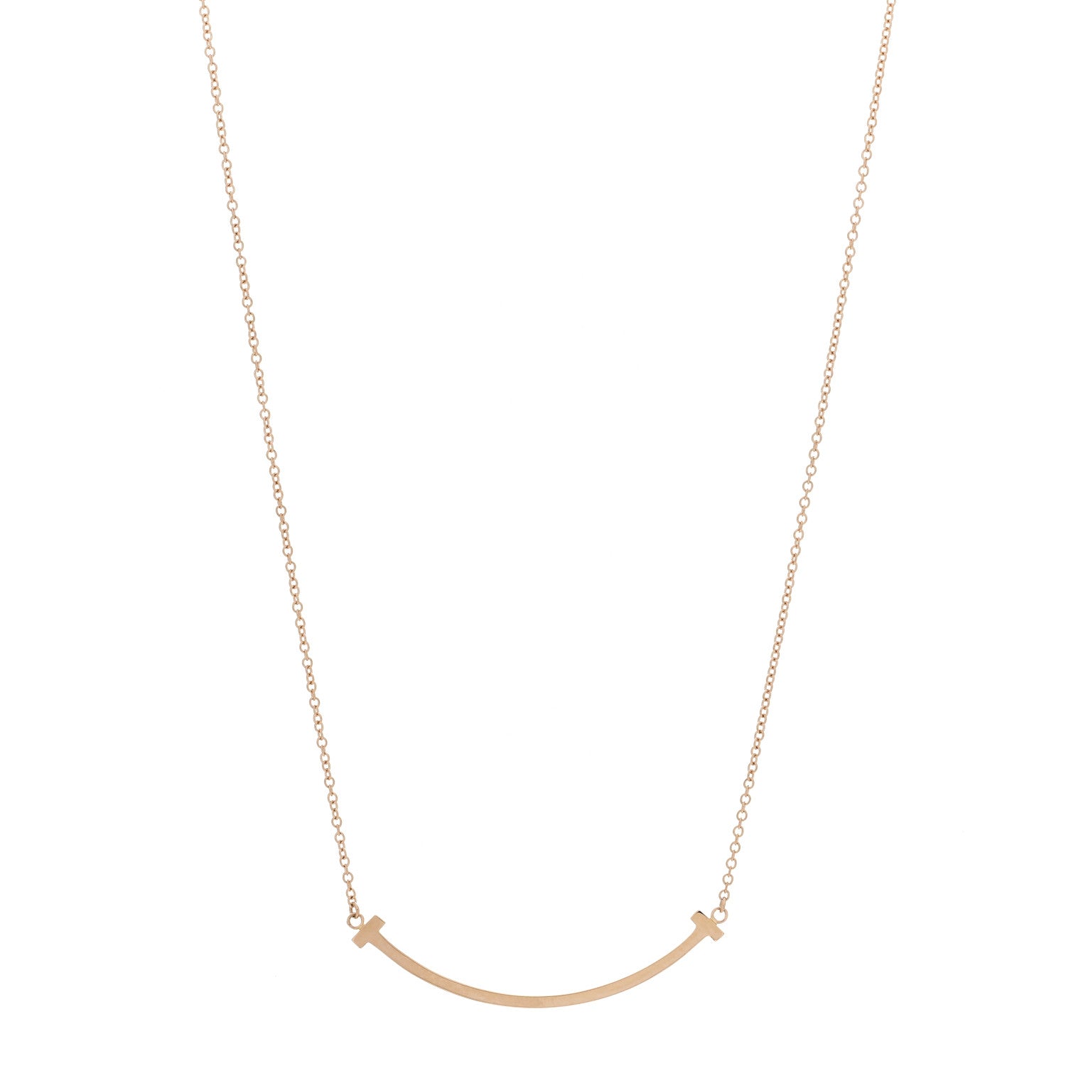 Tiffany 18K Rose Gold Small T Smile Pendant Necklace 1 of 6