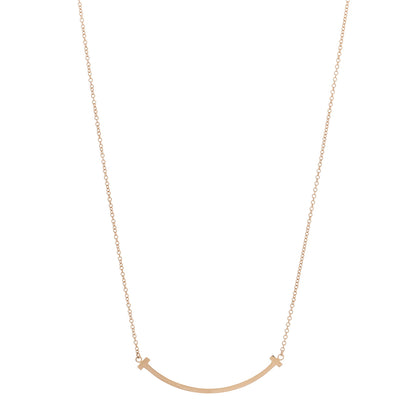 Tiffany 18K Rose Gold Small T Smile Pendant Necklace 1 of 6